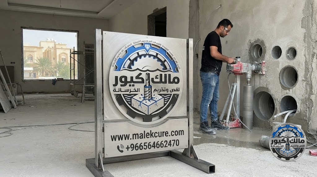 تنفيذ فتحات كور للمكيفات في الجدران الخرسانية بحي الرصيفة مكة لتمرير مواسير النحاس والتصريف