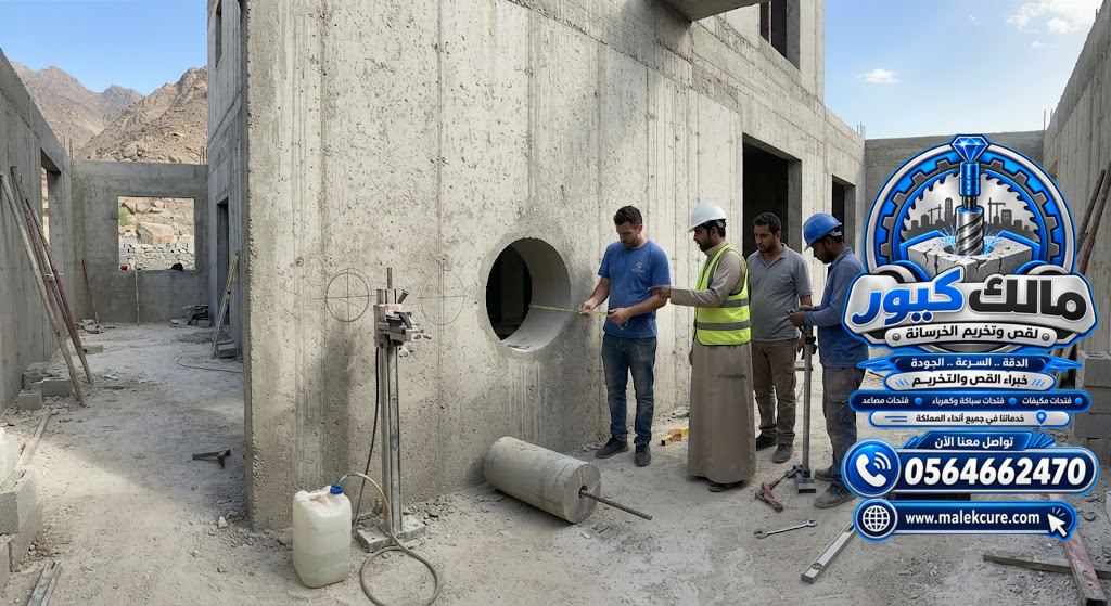 تنفيذ فتحات الكور الماسي للمكيفات في الجدران والأسقف الخرسانية بالطائف لتمرير مواسير التكييف