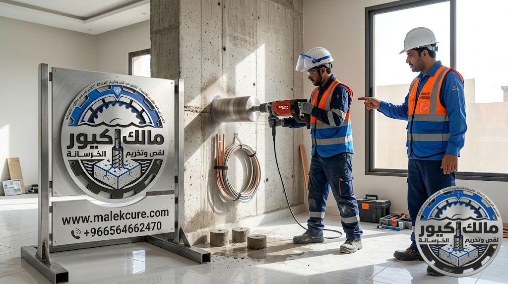 شركة مالك كيور أفضل مقاول فتح كور مكيفات في ينبع باستخدام أحدث أجهزة الكور الماسي لتنفيذ فتحات التكييف بدقة عالية