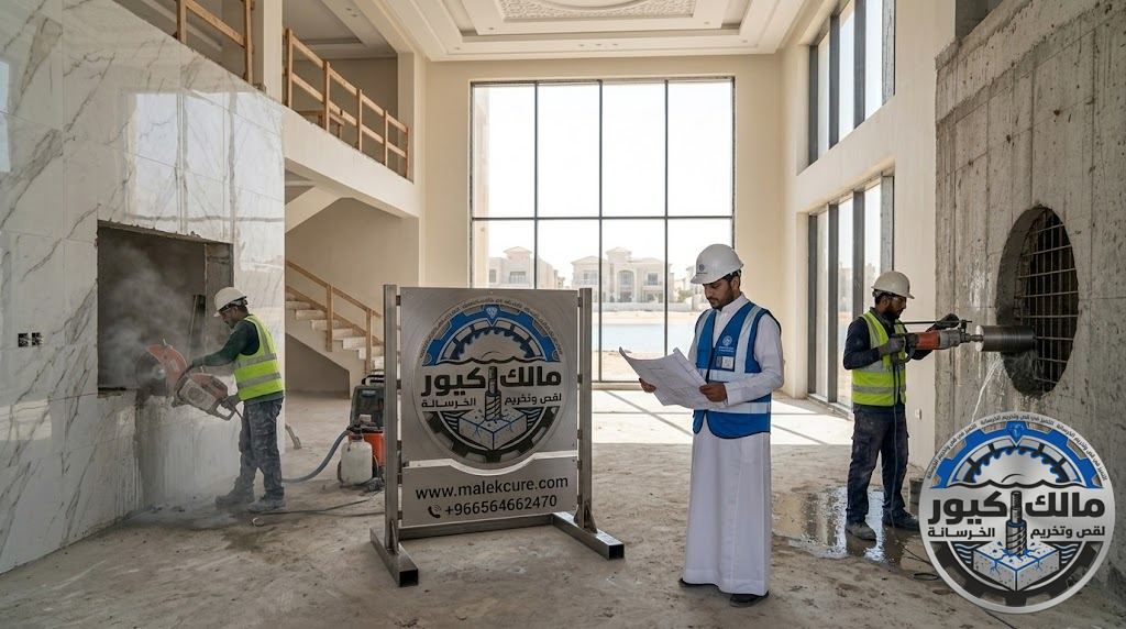 شركة مالك كيور أفضل مقاول قص وتخريم الخرسانة في ينبع باستخدام أحدث أجهزة القص والكور الماسي لتنفيذ جميع الأعمال بدقة عالية