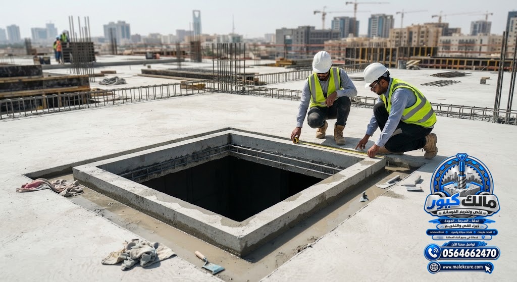 قص فتحات الدرج والمصاعد والخدمات في الأسقف الخرسانية