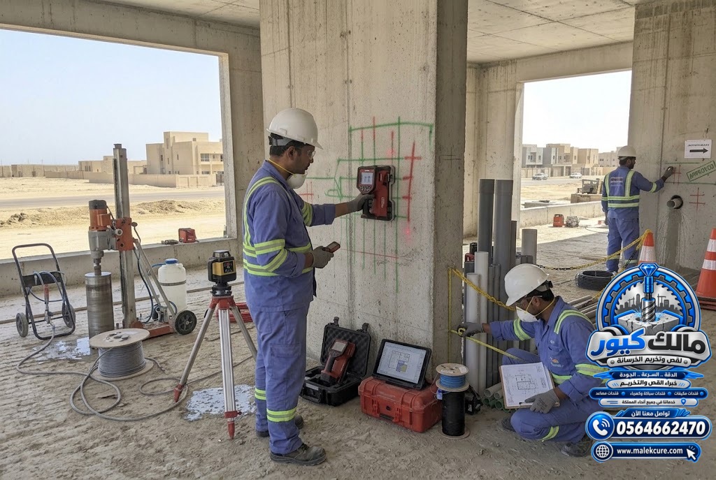 مراجعة المخططات الإنشائية قبل تخريم الأعمدة الخرسانية بجدة