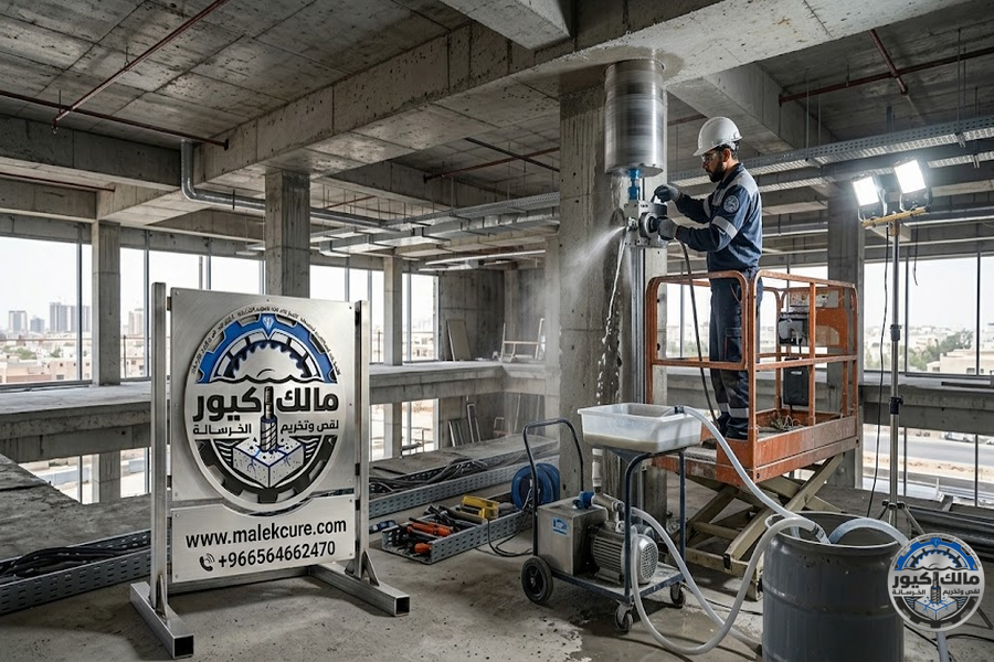 شركة مالك كيور تقدم خدمات تخريم الخرسانة بالكور الماسي في حي الرحاب جدة بدون تشققات وبأعلى دقة