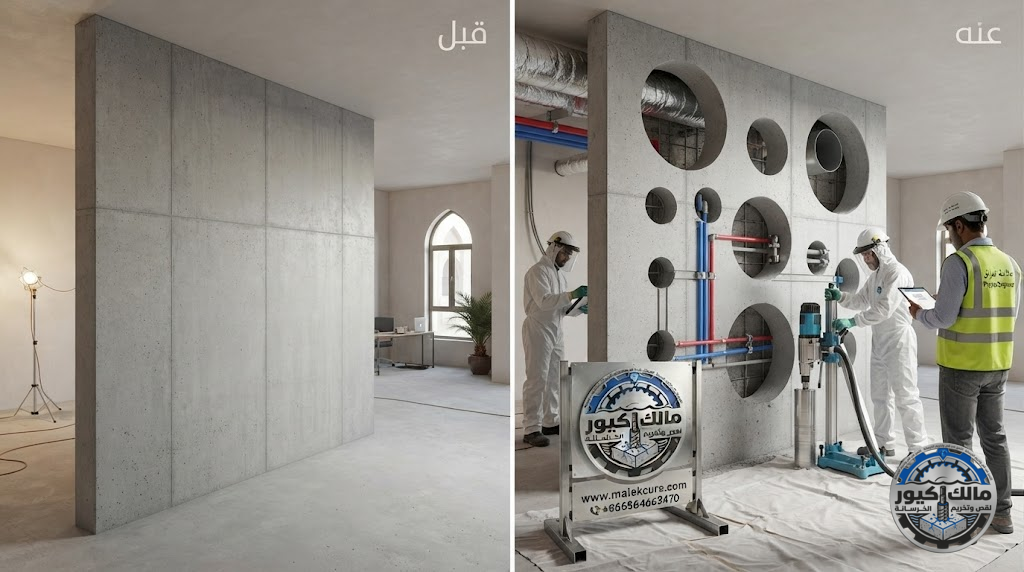 خدمات تخريم الخرسانة بالكور الماسي في المدينة المنورة بواسطة شركة مالك كيور لجميع المقاسات