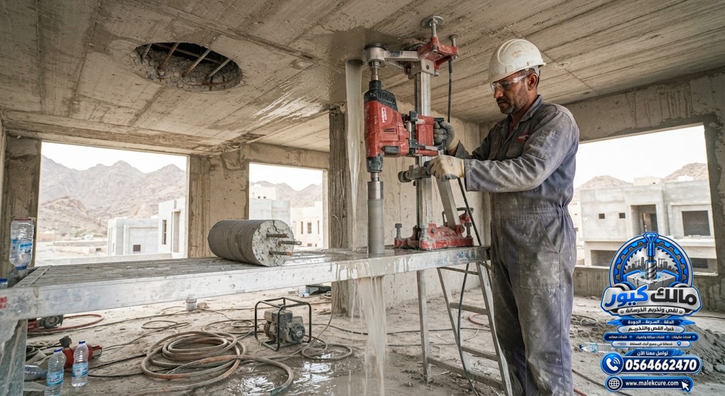 تخريم الخرسانة المسلحة بالكور الماسي للسباكة والصرف والتكييف