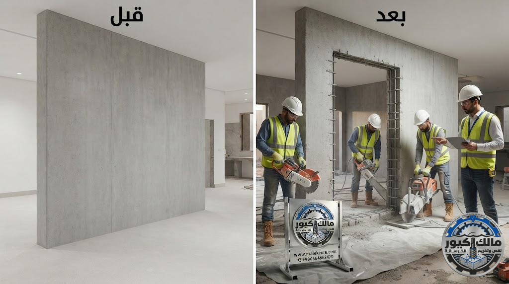 خدمات قص الفتحات الخرسانية والجدران في حي بطحاء قريش مكة بدقة عالية مع شركة مالك كيور