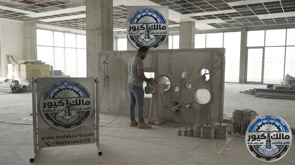 مقاول تخريم خرسانة بالجموم ينفذ فتحات الخرسانة بالكور الماسي للمواسير والكهرباء والتكييف بدقة عالية