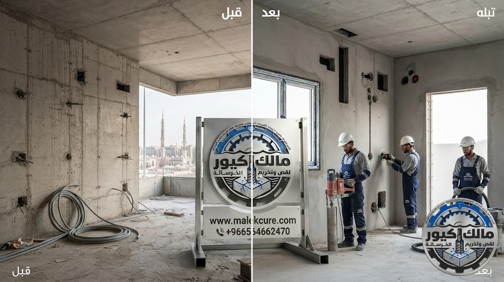 التواصل مع مالك كيور لتنفيذ قص الخرسانة وفتح الكور وتخريم الخرسانة في المدينة المنورة