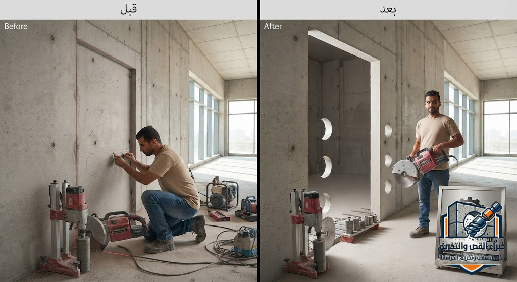 شركة تخريم خرسانة بالجموم تقدم خدمات فتح الكور الماسي للمواسير والكهرباء والمكيفات والتمديدات