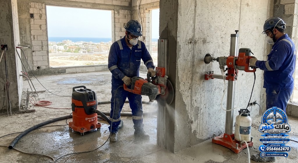 تجهيز فتحات الخدمات في الخرسانة بالليث
