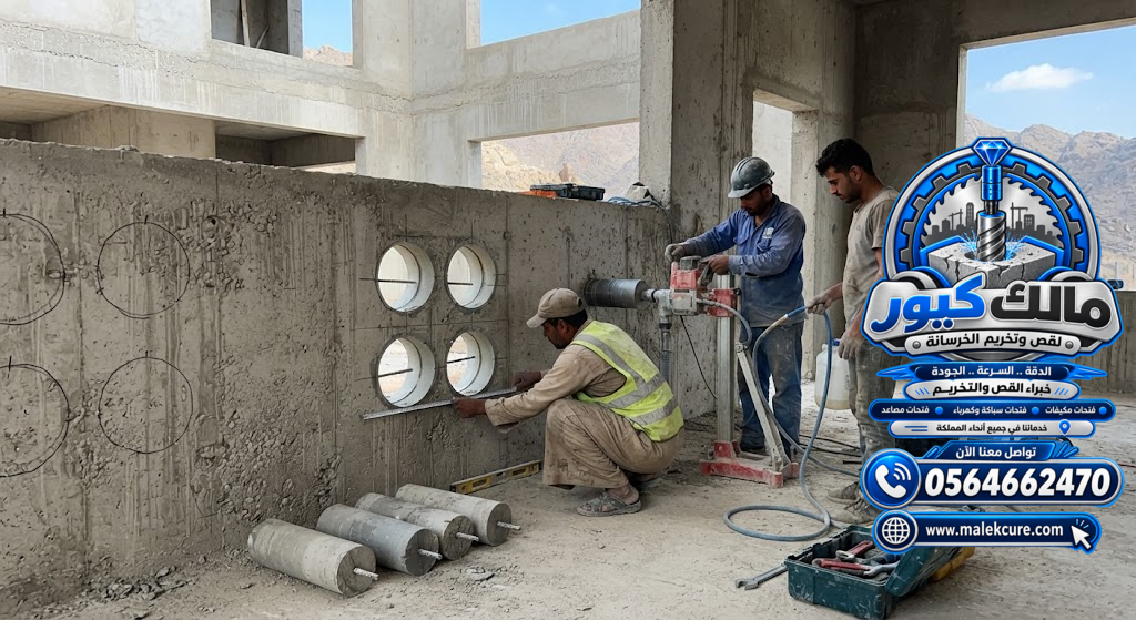 العوامل التي تحدد تكلفة تخريم الخرسانة بالطائف مثل قطر الفتحة وعدد الفتحات وسماكة الخرسانة