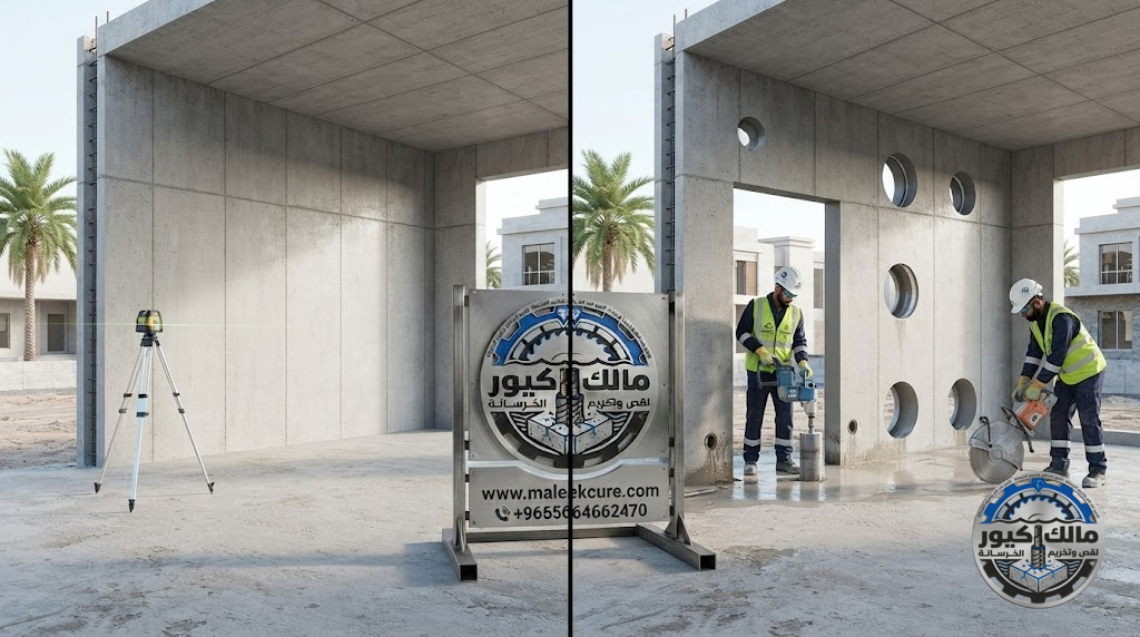 تنفيذ فتح الكور والفتحات الخرسانية في ينبع باستخدام معدات الكور الماسي الحديثة