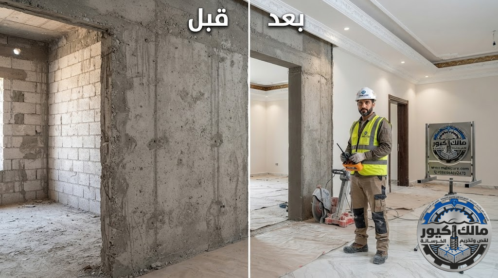 معلم متخصص في قص وفتح الفتحات الخرسانية بالمدينة المنورة باستخدام تقنيات القص الماسي مع دقة عالية