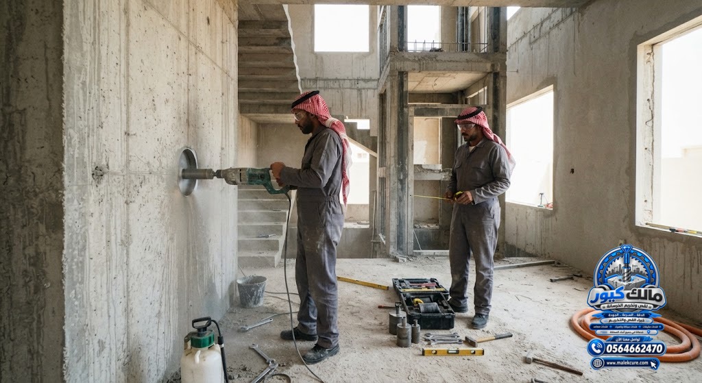 قص وتجهيز فتحات المصاعد في الخرسانة بالليث
