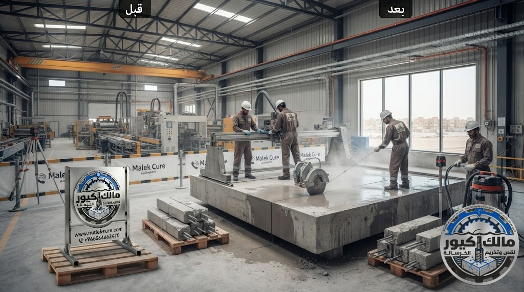قص الخرسانة بالواير الماسي بخليص للخرسانة السميكة