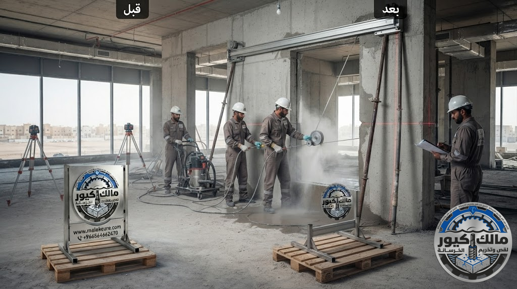 قص الخرسانة المسلحة والسميكة باستخدام الواير الماسي بخليص