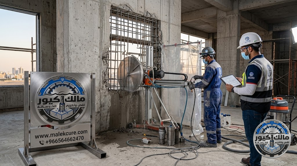 شركة مالك كيور تقدم خدمات قص فتحات الأبواب والنوافذ في الجدران الخرسانية بينبع باستخدام أحدث أجهزة القص الماسي بدقة عالية وبدون تشققات