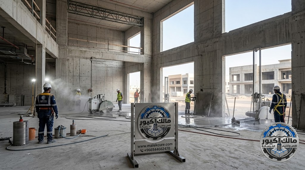 شركة مالك كيور تقدم خدمات قص فتحات الأبواب والنوافذ في الجدران الخرسانية بينبع باستخدام أحدث أجهزة القص الماسي بدقة عالية وبدون تشققات