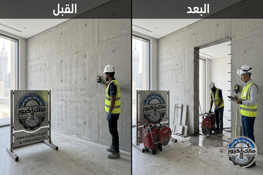 شركة مالك كيور تقدم خدمات قص فتحات الأبواب والنوافذ في مكة باستخدام أحدث تقنيات القص الماسي لإنشاء وتوسعة الفتحات الخرسانية بدقة عالية