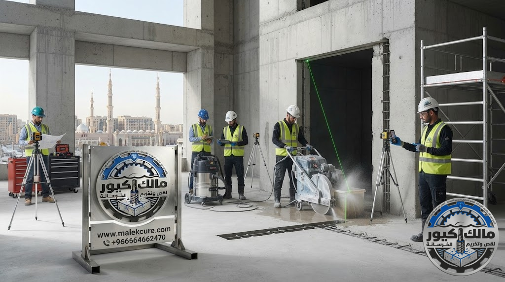 شركة مالك كيور تقدم خدمات قص جدران بالليزر بالمدينة المنورة لتنفيذ فتحات الأبواب والنوافذ بدقة عالية