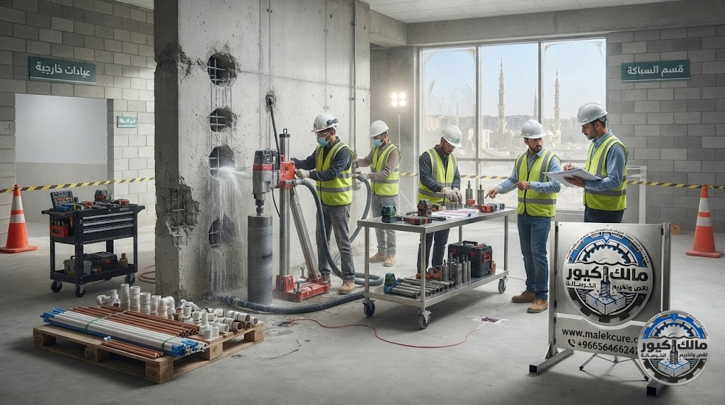 شركة مالك كيور تقدم خدمات فتح كور للسباكة والصرف الصحي في المدينة المنورة باستخدام أحدث أجهزة الكور الماسي