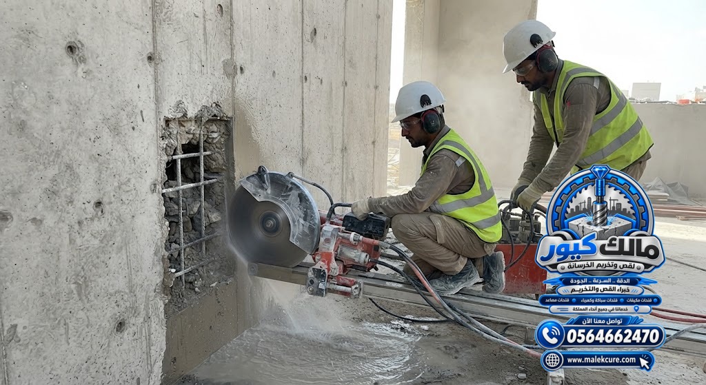قص الجدران والبلاطات الخرسانية المسلحة بالليث