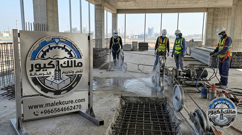 شركة مالك كيور تقدم خدمات قص الخرسانة المسلحة في ينبع باستخدام أحدث أجهزة القص الماسي للجدران والأسقف والأعمدة والبلاطات بدقة عالية