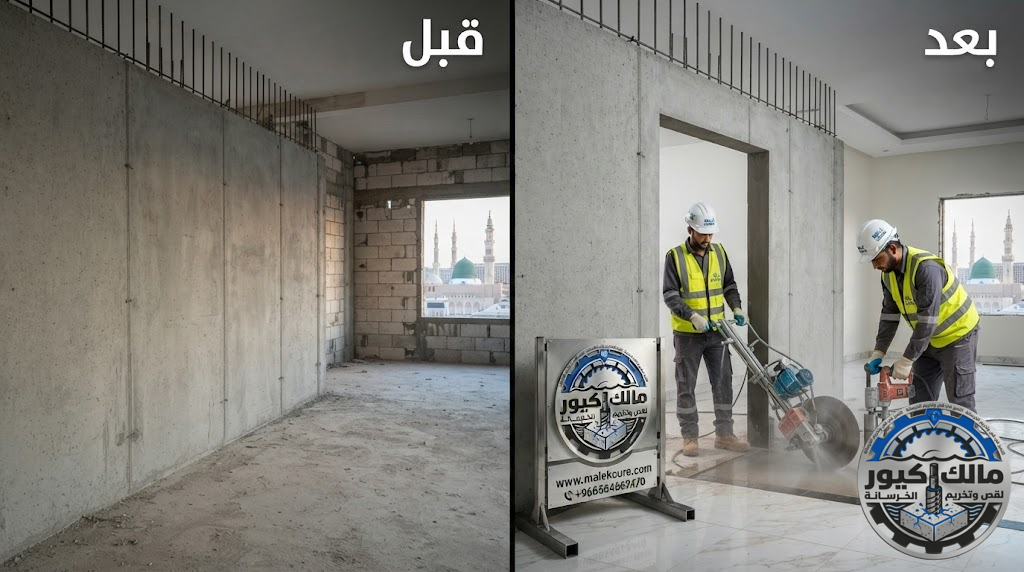 قص فتحات المكيفات في المنازل بالمدينة المنورة باستخدام معدات القص الماسي مع سرعة ودقة في التنفيذ