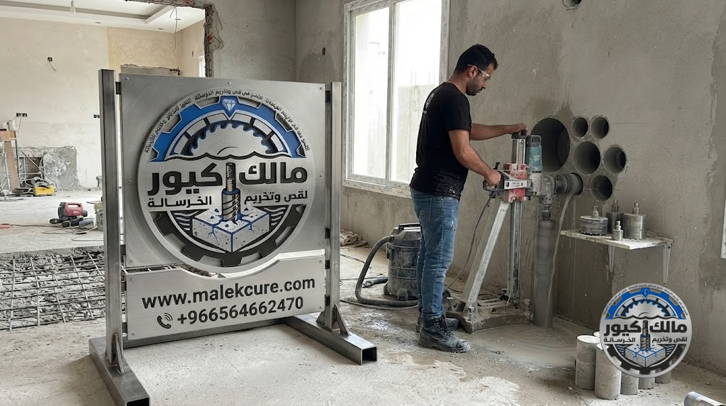 تنفيذ فتحات الكور الماسي في خرسانة حي الرصيفة مكة للمواسير والكهرباء والمكيفات بدقة عالية