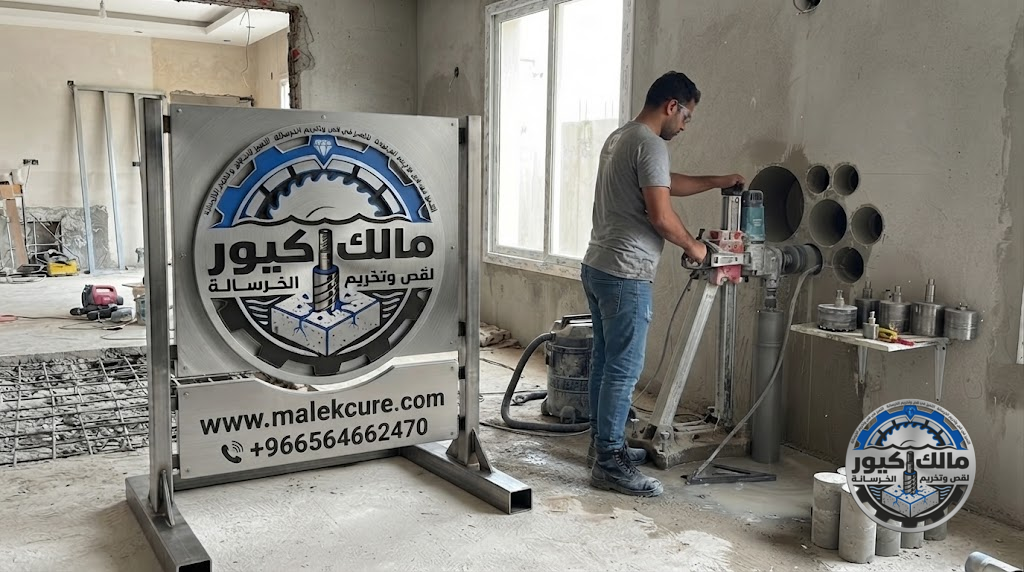 تخريم الخرسانة المسلحة وفتح فتحات الخدمات في حي الرصيفة مكة باستخدام الكور الماسي