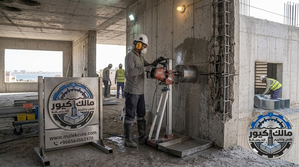 شركة مالك كيور تقدم خدمات تنفيذ فتحات التهوية الخرسانية في ينبع باستخدام أحدث أجهزة الكور الماسي لفتحات الشفاطات والدكت بدقة عالية