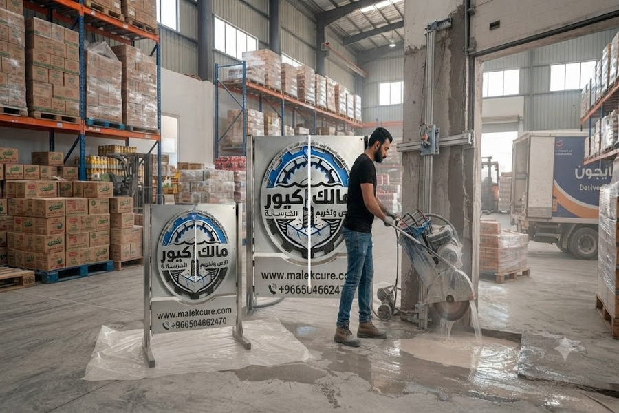 قص فتحات الخدمات في الخرسانة للمستودعات بالجموم